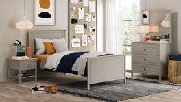 Hanah Home Cama Individual Gris y Roble